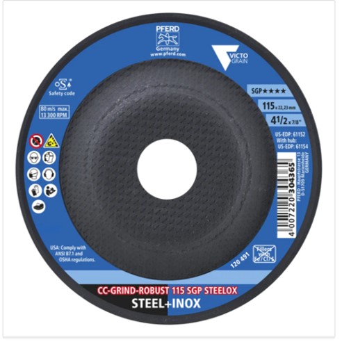 PFERD CC-GRIND ROBUST Grinding Disc 115mm SGP STEELOX