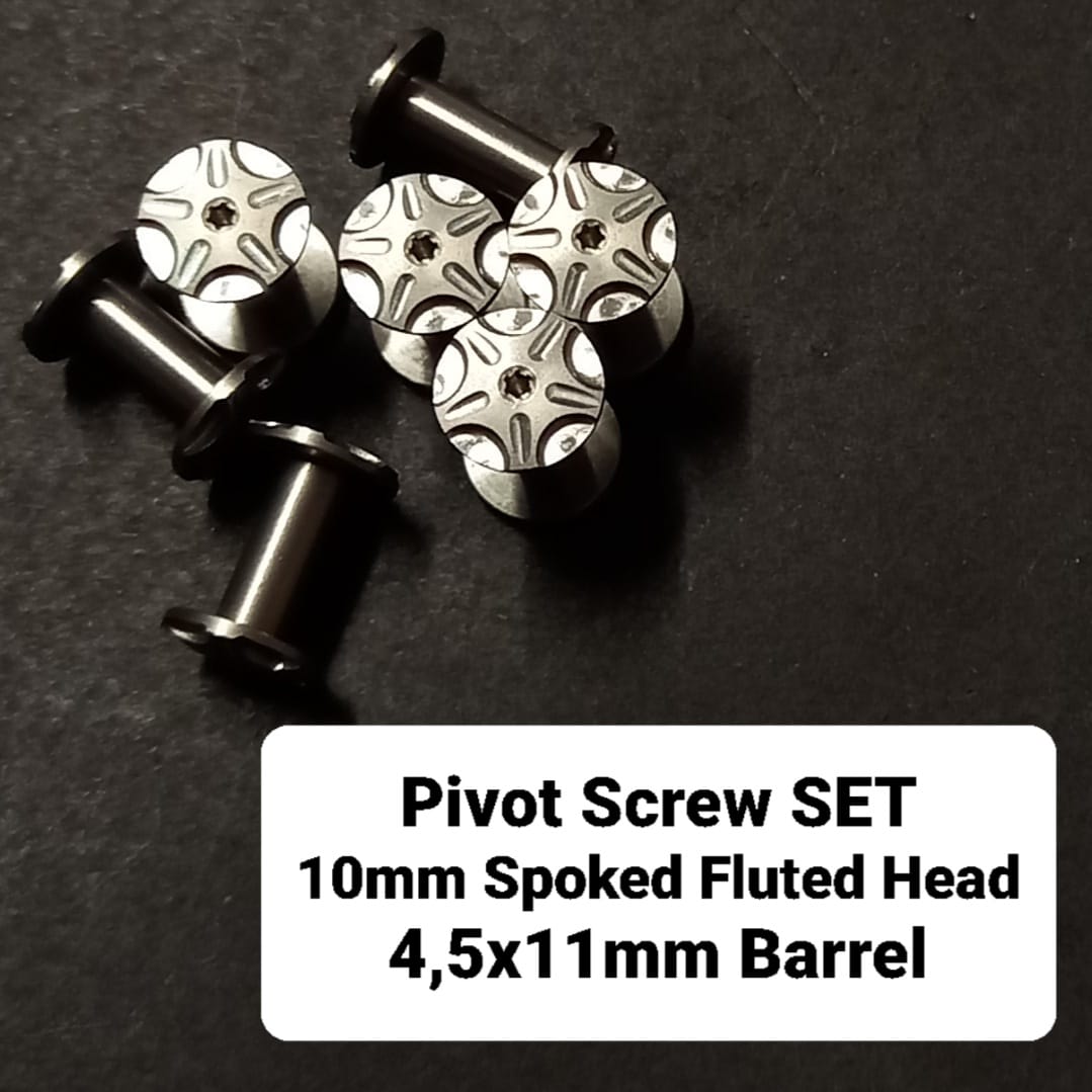 M3 Fine 10mm 5 Spoke FLUTED T6 Pivot Screw SET